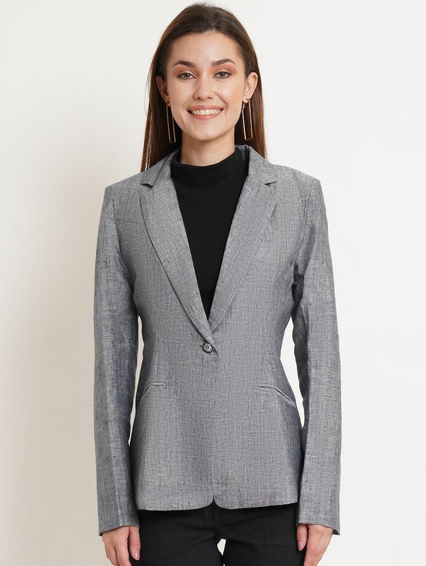 lapel neck melange casual blazer - 18509693 - Zoom Image - 0