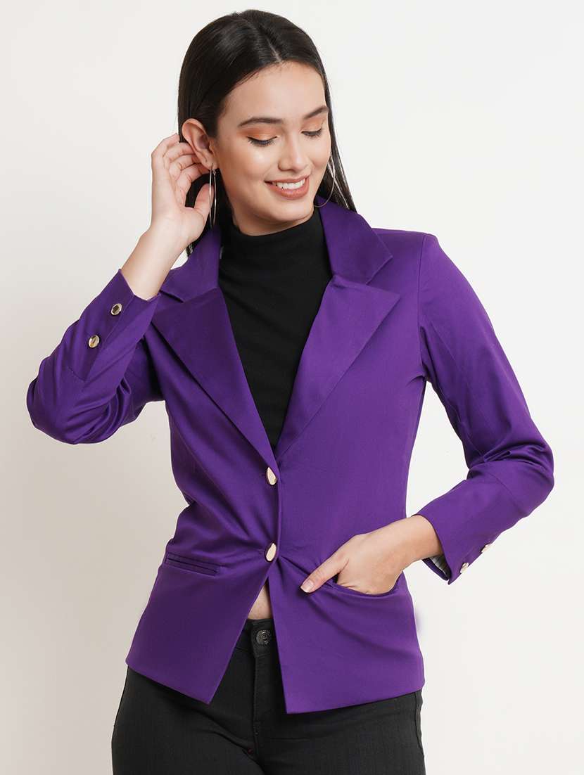 Buy online Lapel Neck Solid Casual Blazer from blazers and coats