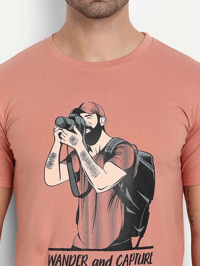 peach chest printed t-shirt - 18509818 - Standard Image - 3