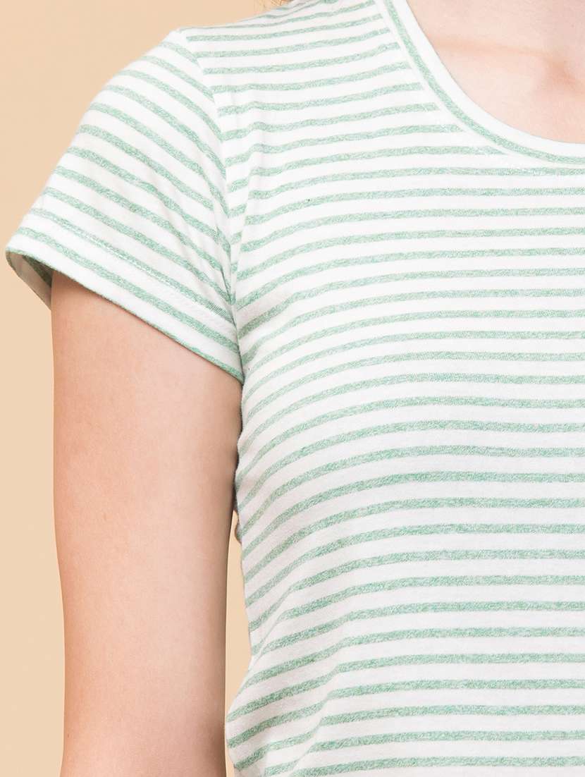 women's striped round neck t-shirt - 18509989 - Standard Image - 3