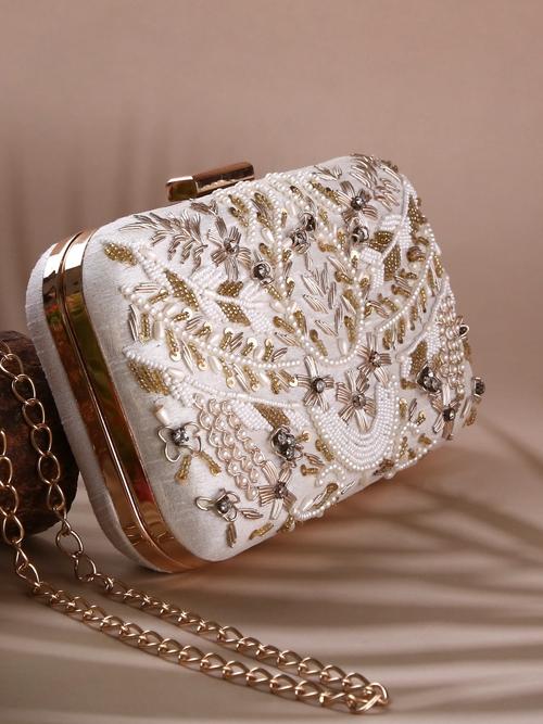 dbfashionvilla white zardozi clutch box wedding - 18510081 - Standard Image - 0