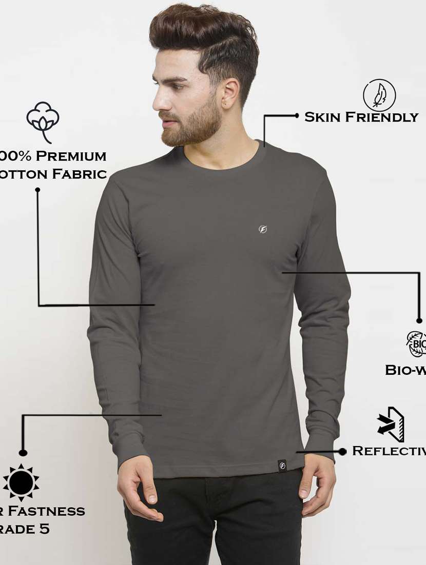 grey solid regular t-shirt - 18510133 - Standard Image - 3