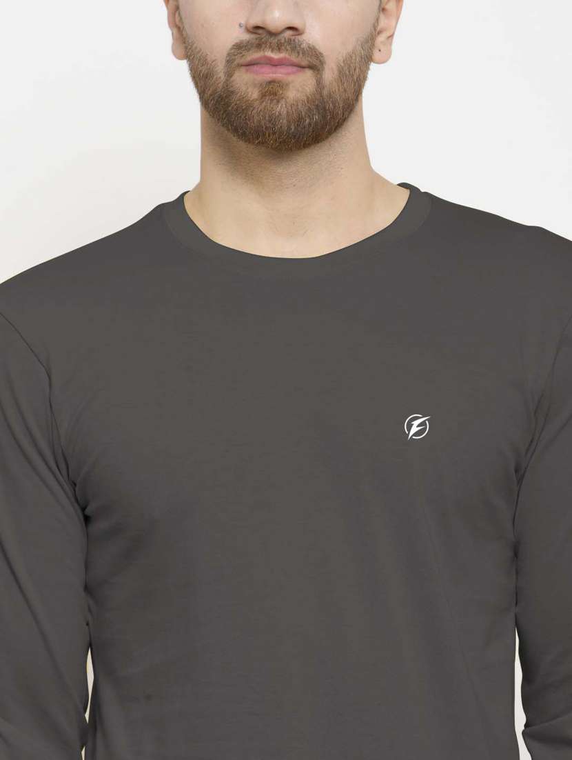 grey solid regular t-shirt - 18510133 - Standard Image - 5
