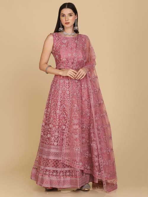 embroidered flared lehenga choli with dupptta - 18510538 -  Standard Image - 0