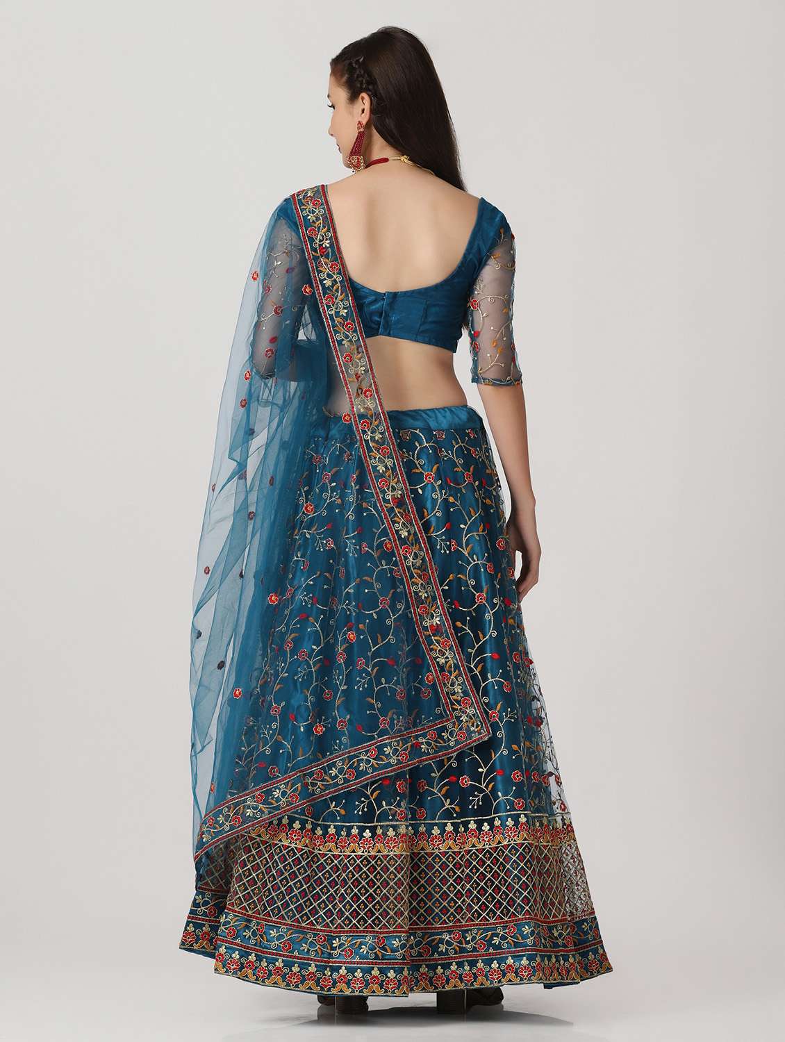 embroidered flared lehenga - 18510546 -  Standard Image - 3