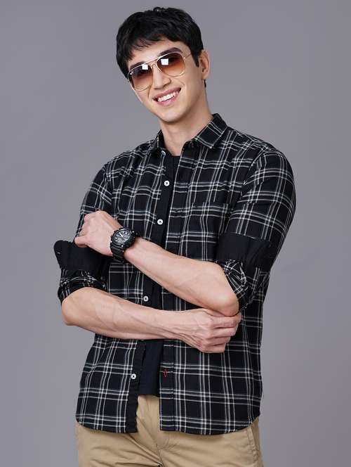 check print casual shirt - 18512109 - Standard Image - 0
