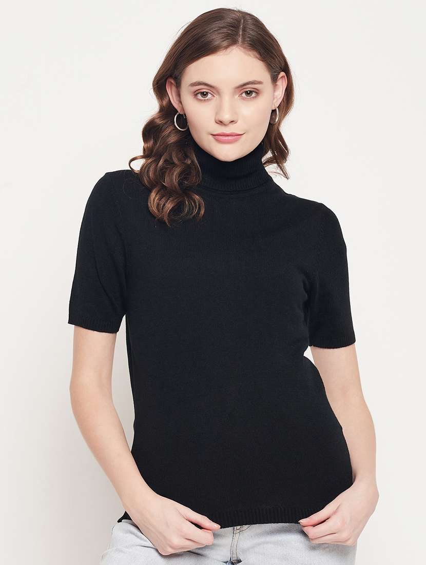 turtle neck solid pullover - 18512210 - Zoom Image - 0