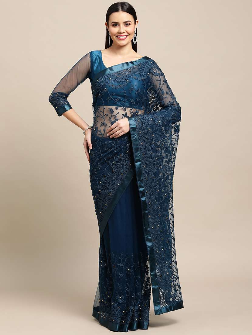 women's embroidered saree with blouse