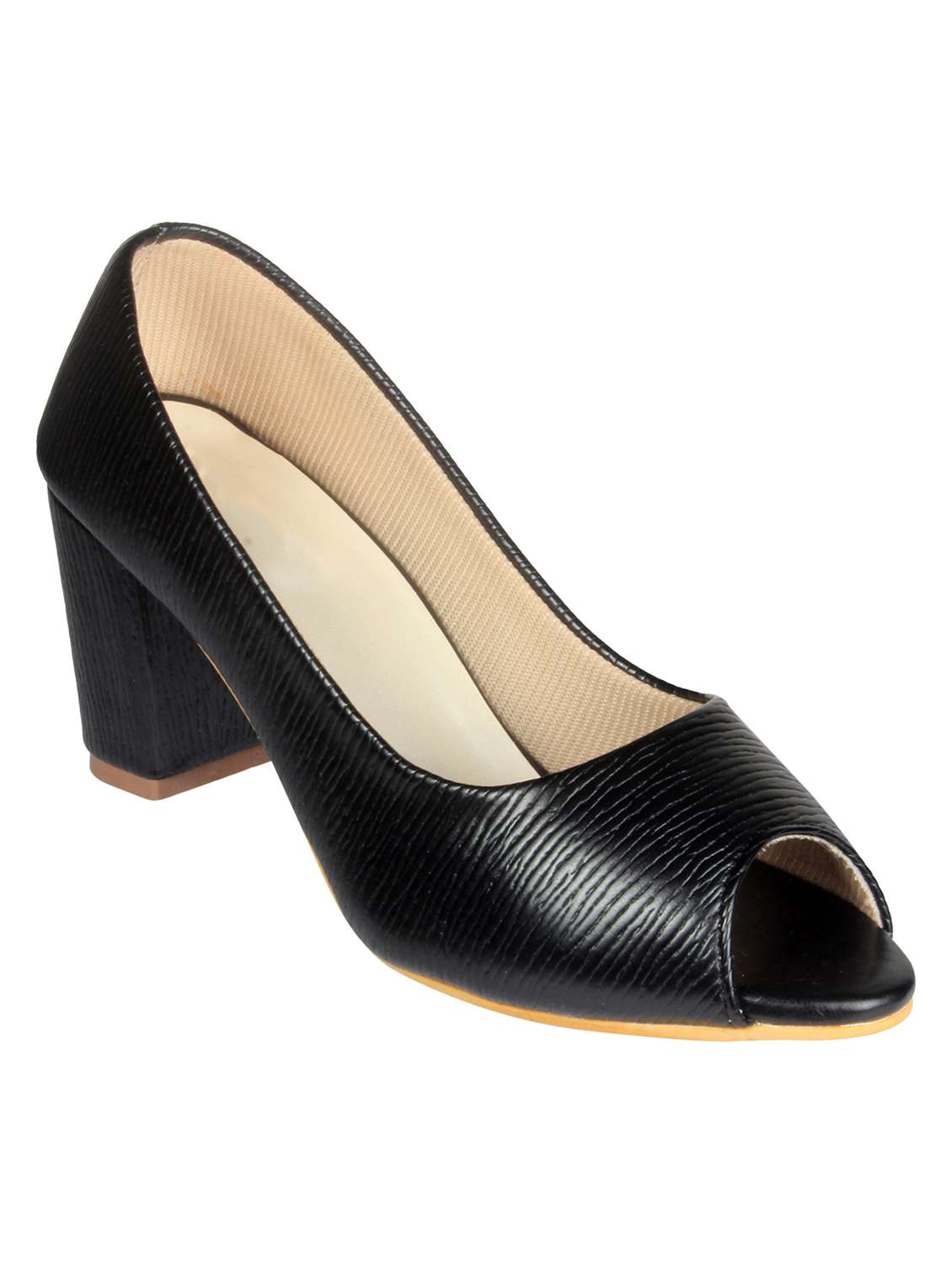 Buy online Women Black Slip On Pump from heels for Women by Glitzy Galz