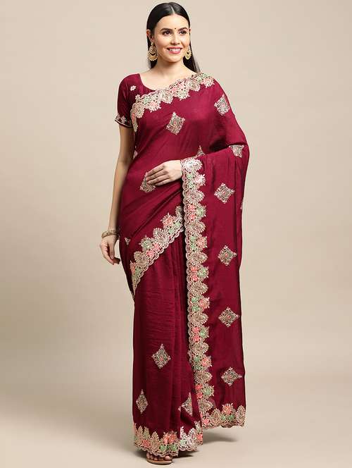 women's embroidered saree with blouse - 18512415 -  Standard Image - 0