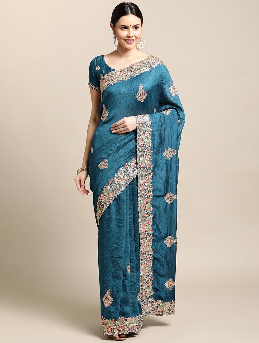 women's embroidered saree with blouse - 18512416 - Zoom Image - 0