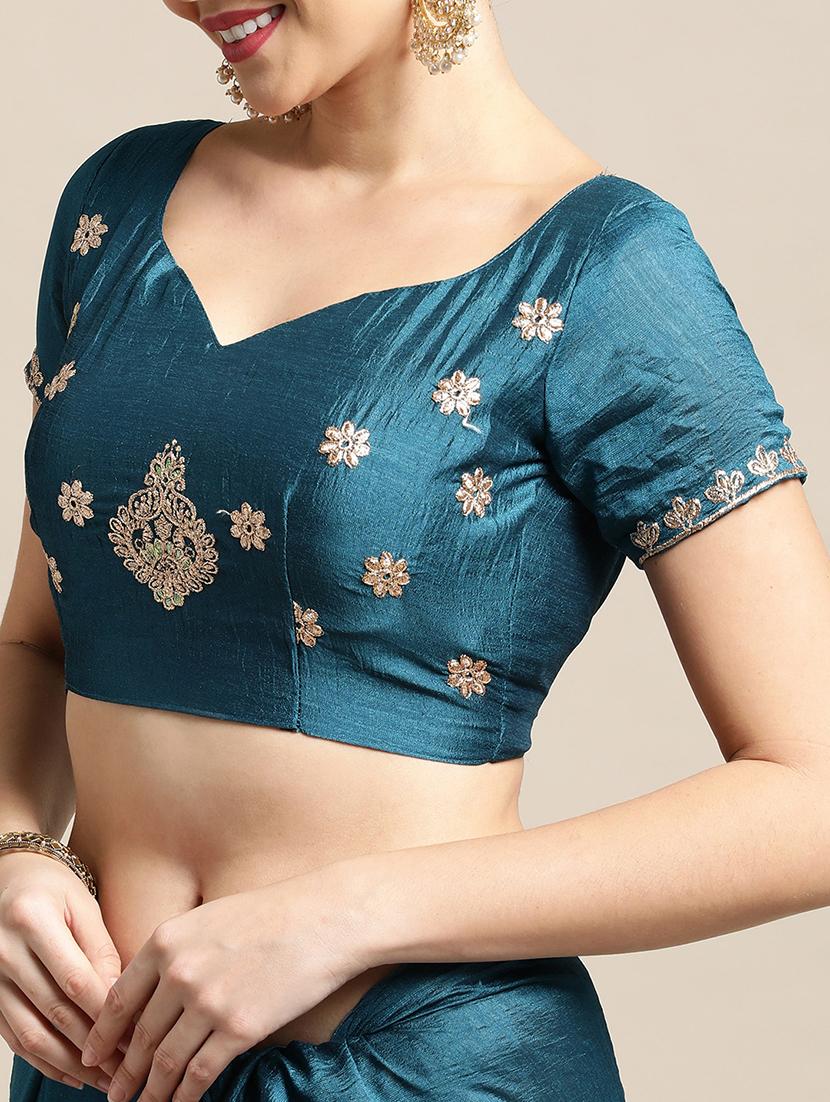 women's embroidered saree with blouse - 18512416 - Standard Image - 3