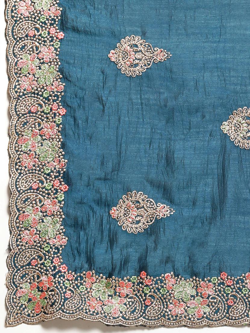 women's embroidered saree with blouse - 18512416 - Standard Image - 5