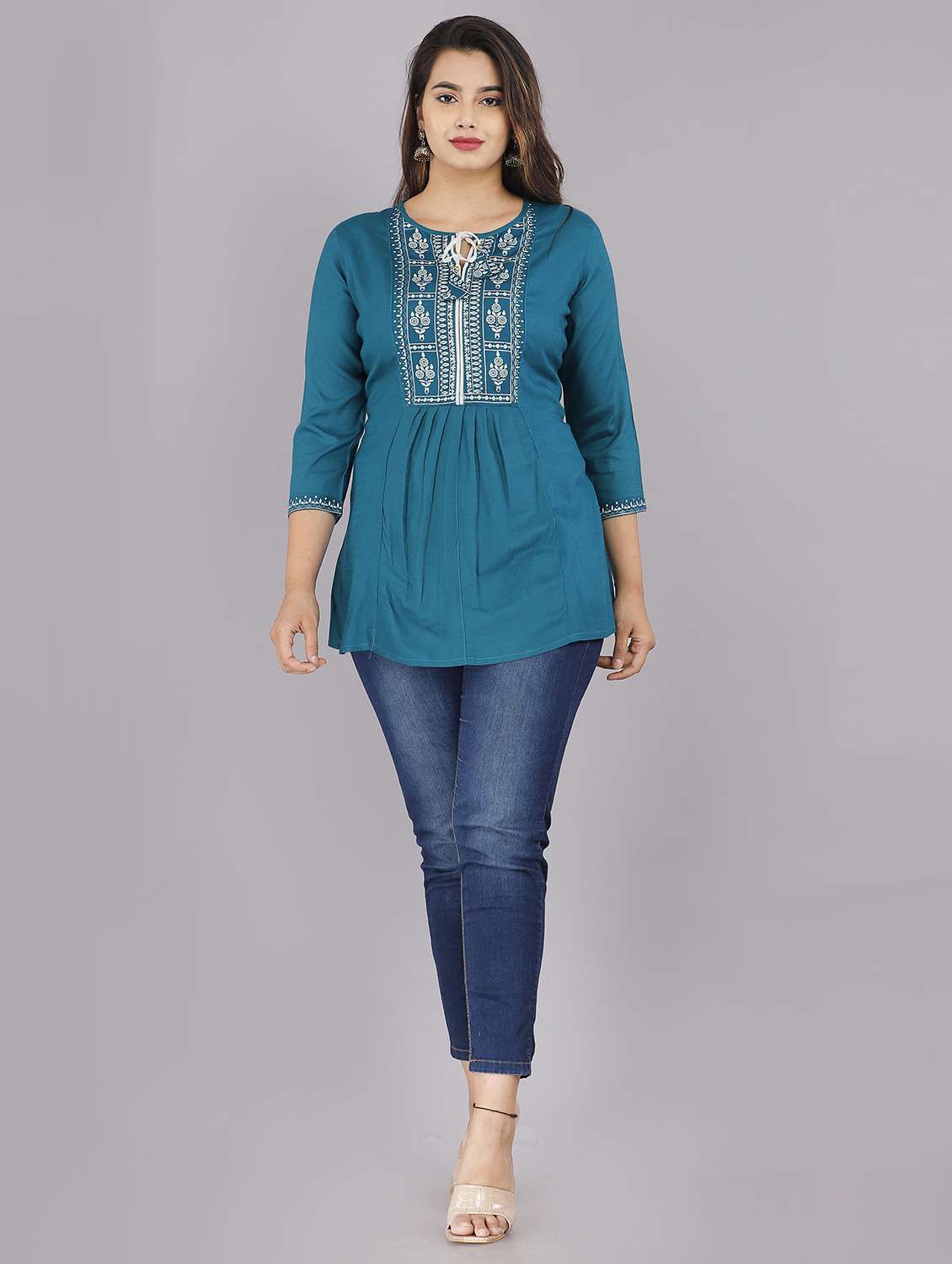tie up neck printed tunic - 18512546 -  Standard Image - 3