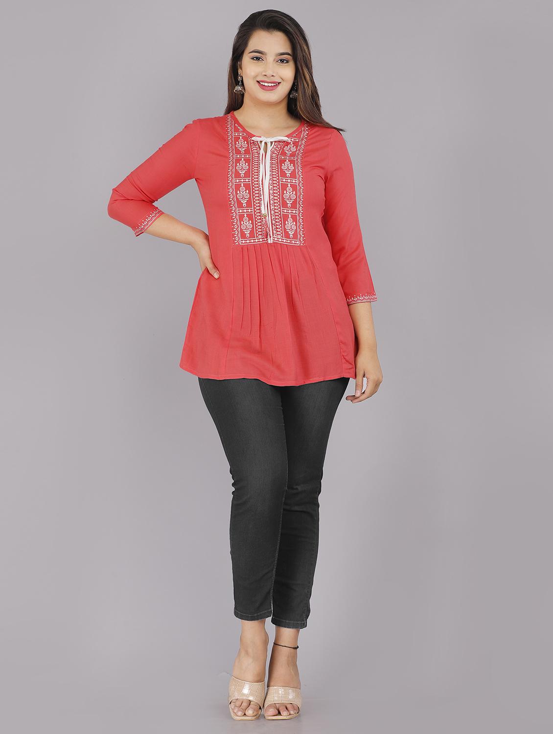 tie up neck printed a-line tunic - 18512548 - Standard Image - 3