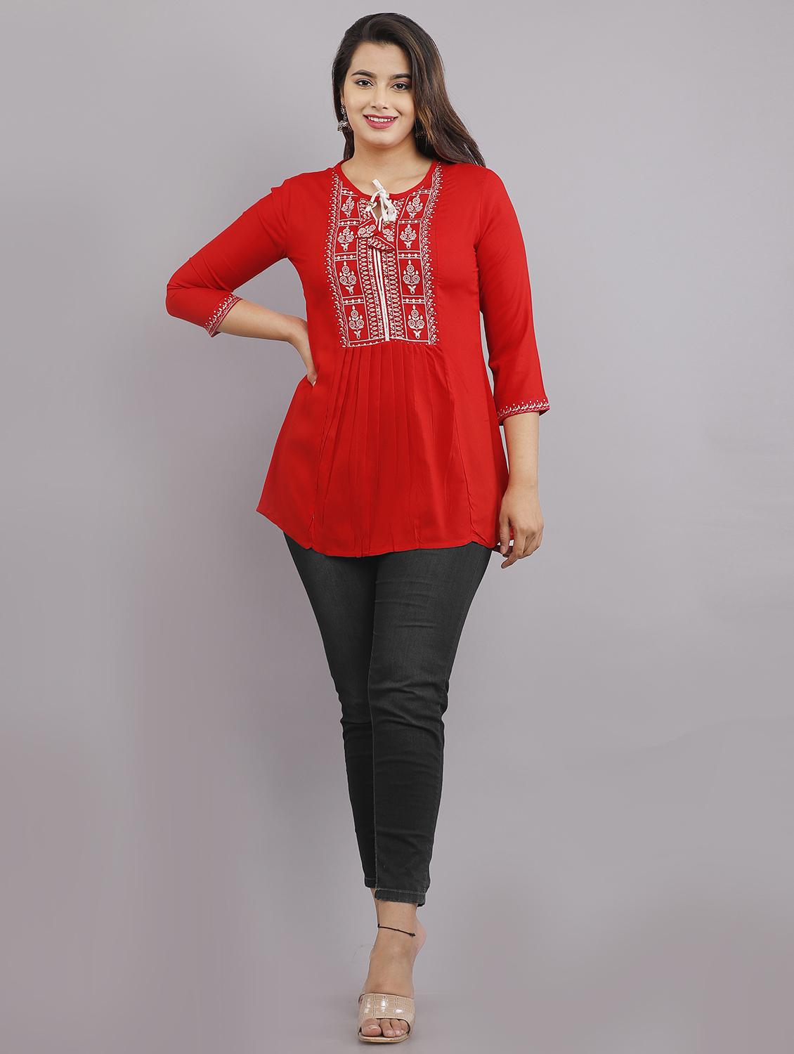 tie up neck printed a-line tunic - 18512549 - Standard Image - 3