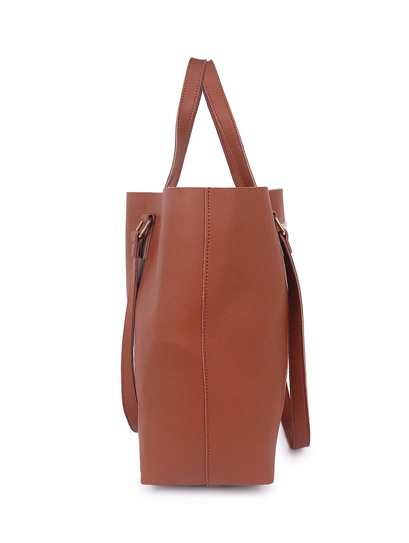 tan leatherette (pu) structured tote - 18512763 - Standard Image - 3