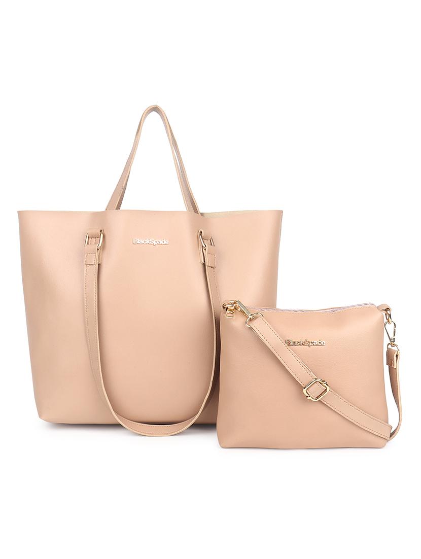 beige leatherette (pu) structured tote - 18512772 - Zoom Image - 0