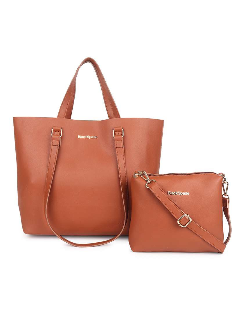 tan leatherette (pu) structured tote - 18512775 - Zoom Image - 0