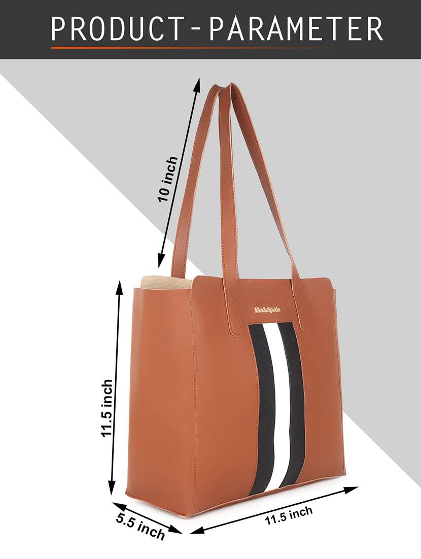 brown leatherette (pu) structured tote - 18512781 - Standard Image - 3