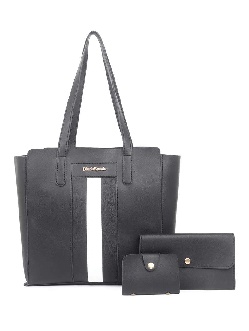 black leatherette (pu) structured tote - 18512783 - Zoom Image - 0