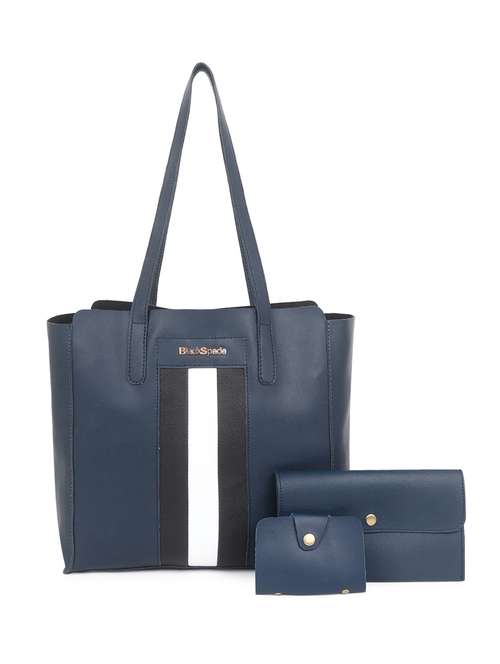 blue leatherette (pu) structured tote - 18512785 - Standard Image - 0