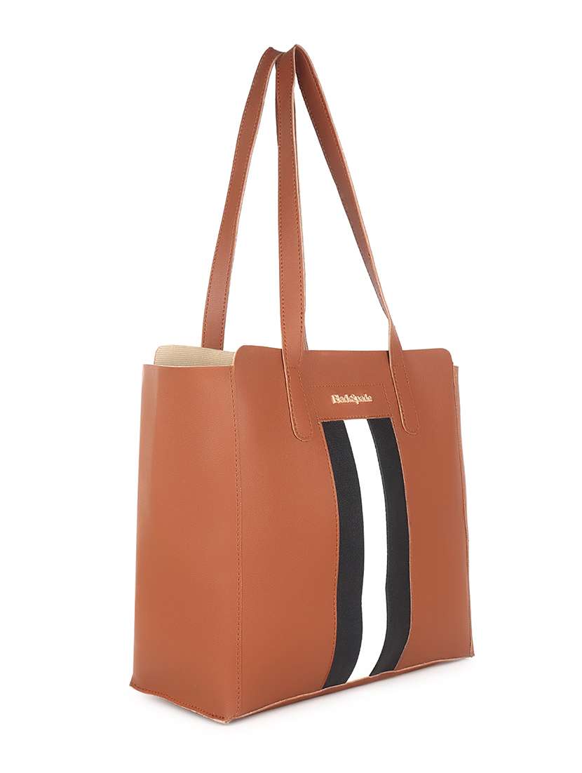 brown leatherette (pu) structured tote - 18512787 -  Standard Image - 3