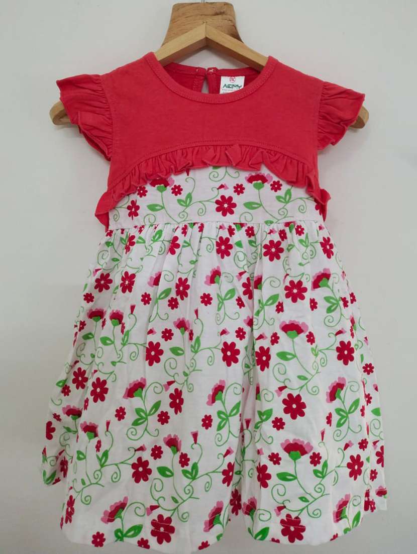 girls round neck cap sleeve frock