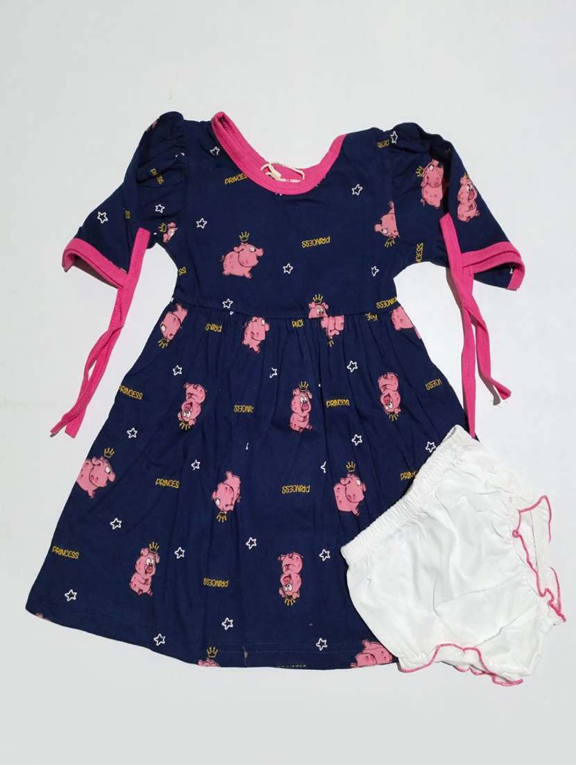 girls round neck three quarter sleeves frock