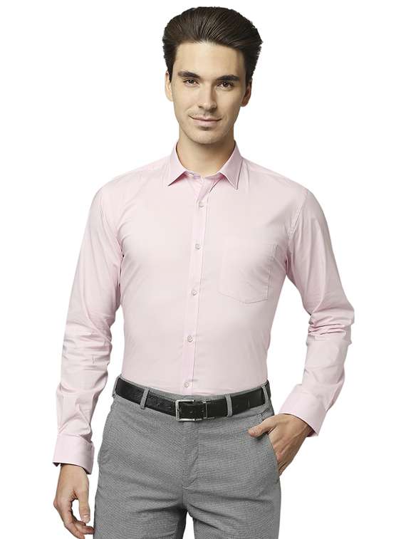 pink solid formal shirt - 18513485 -  Zoom Image - 0