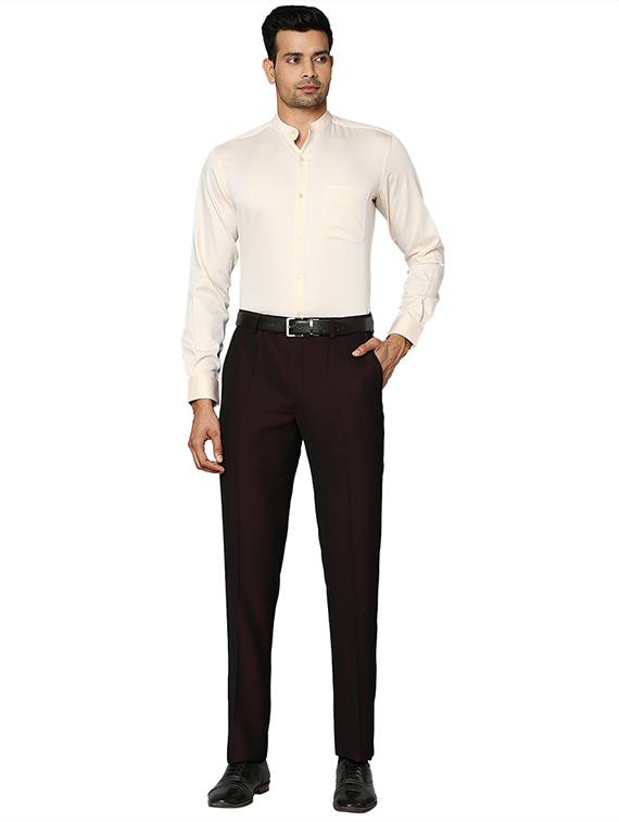 beige solid formal shirt - 18513557 - Standard Image - 3
