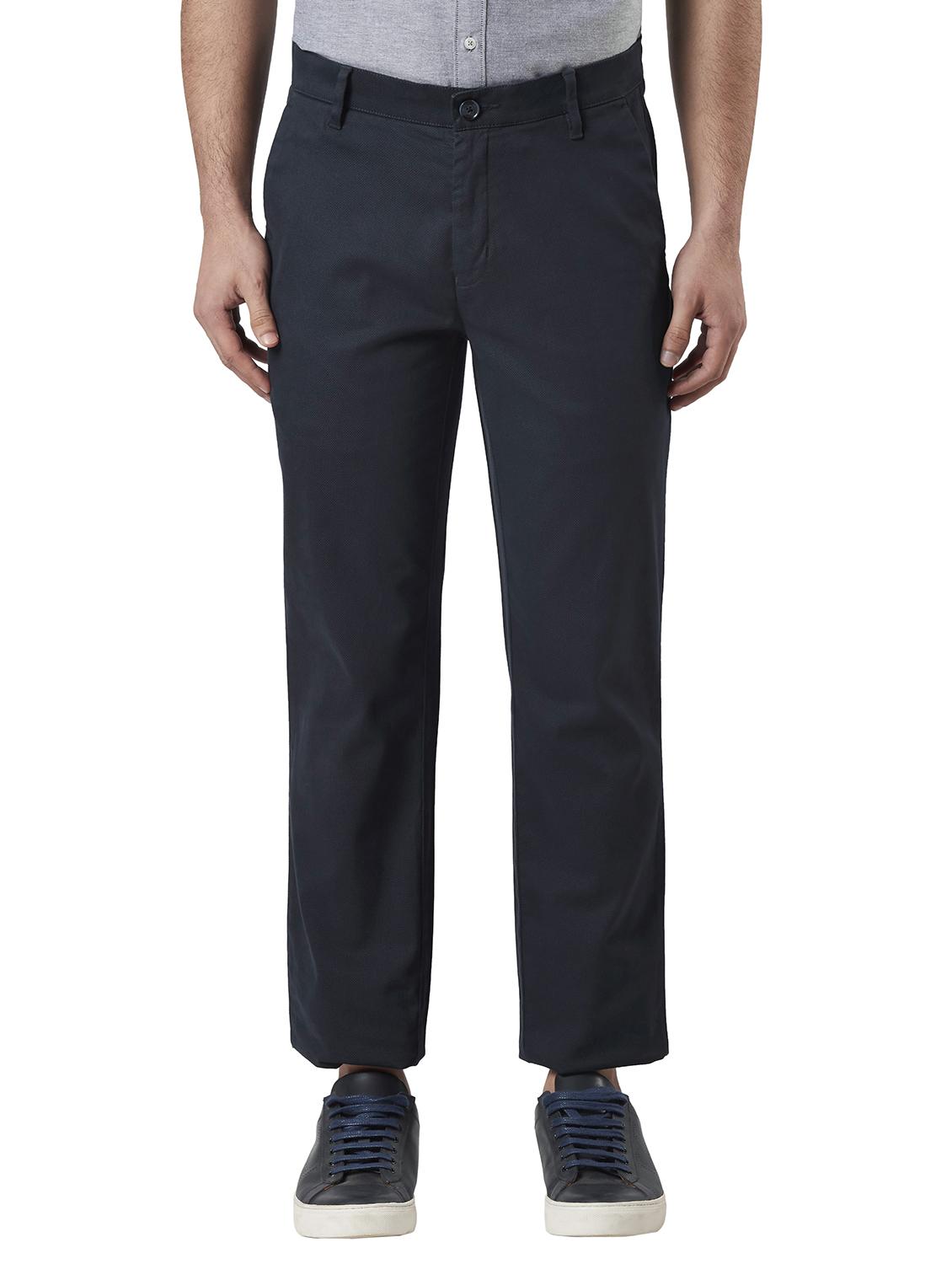 navy blue solid casual trouser - 18513696 - Zoom Image - 0
