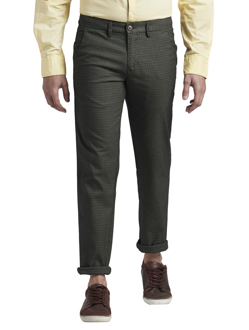 charcoal grey solid flat front casual trouser - 18513699 -  Zoom Image - 0
