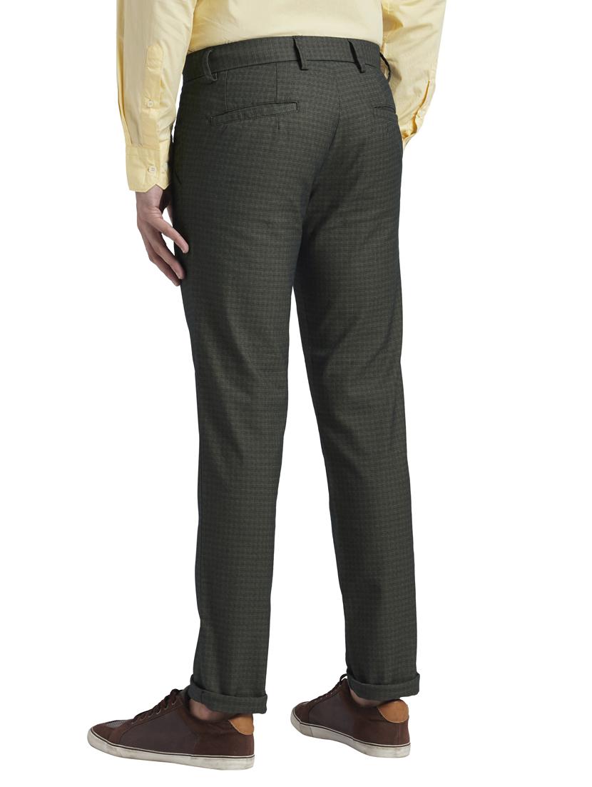 charcoal grey solid flat front casual trouser - 18513699 - Standard Image - 3