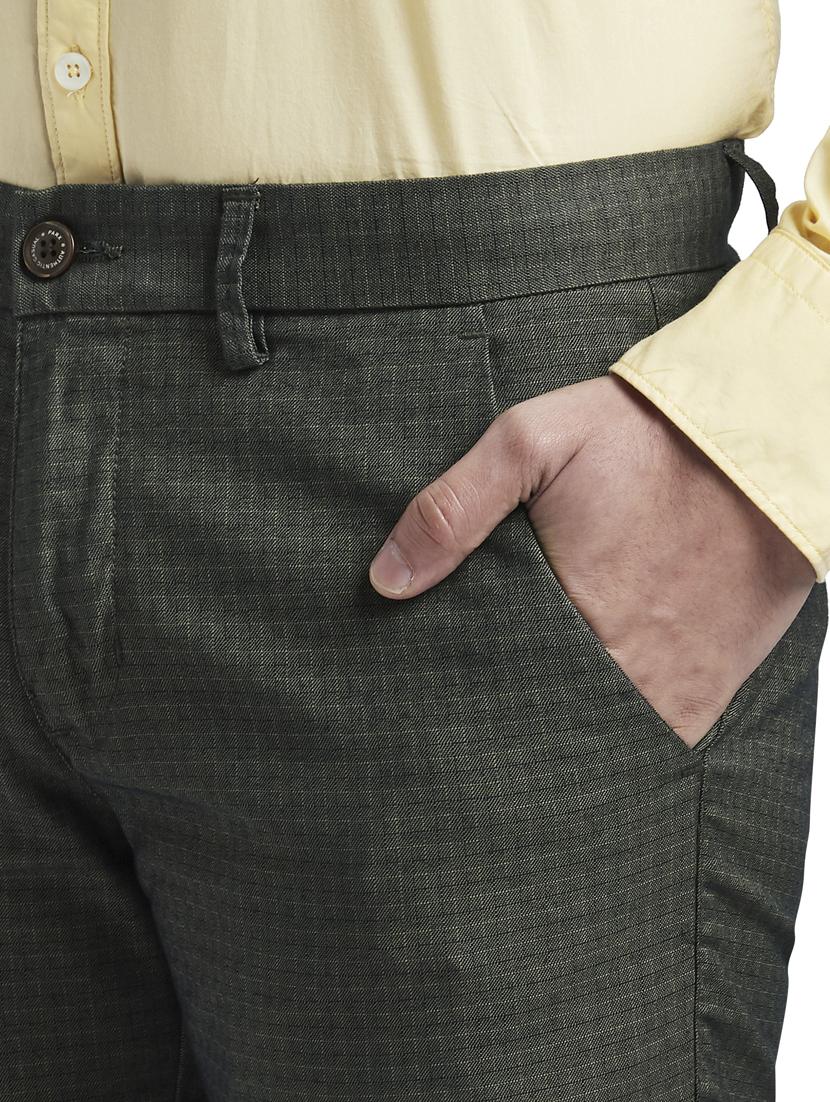 charcoal grey solid flat front casual trouser - 18513699 - Standard Image - 5