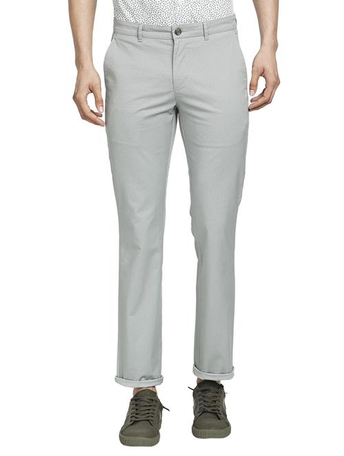grey textured flat front casual trouser - 18513768 - Standard Image - 0