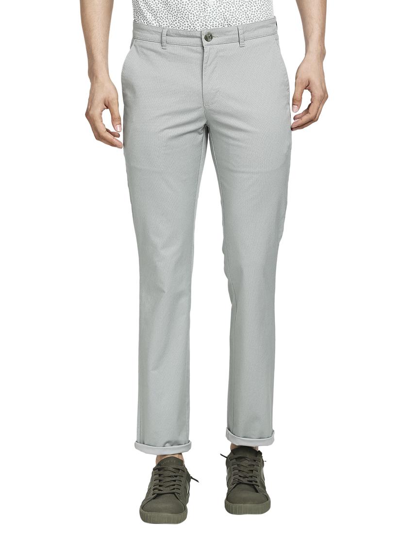 grey textured flat front casual trouser - 18513768 - Zoom Image - 0
