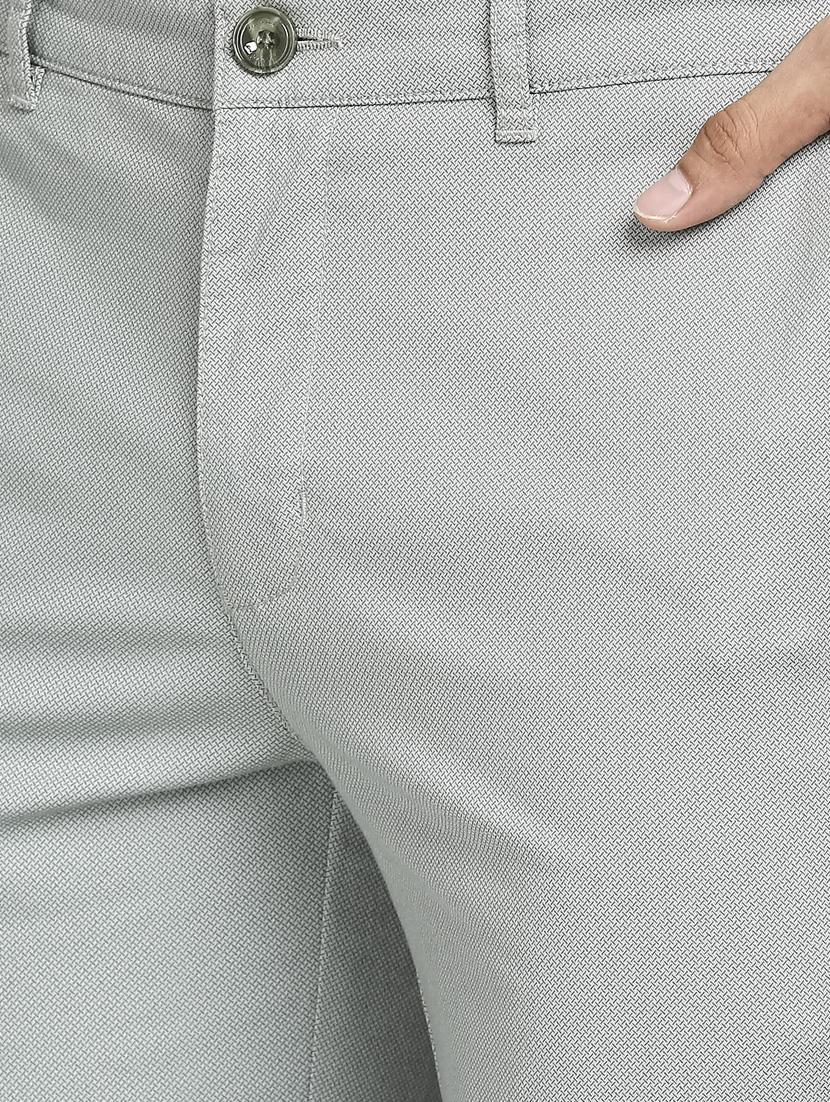 grey textured flat front casual trouser - 18513768 - Standard Image - 5
