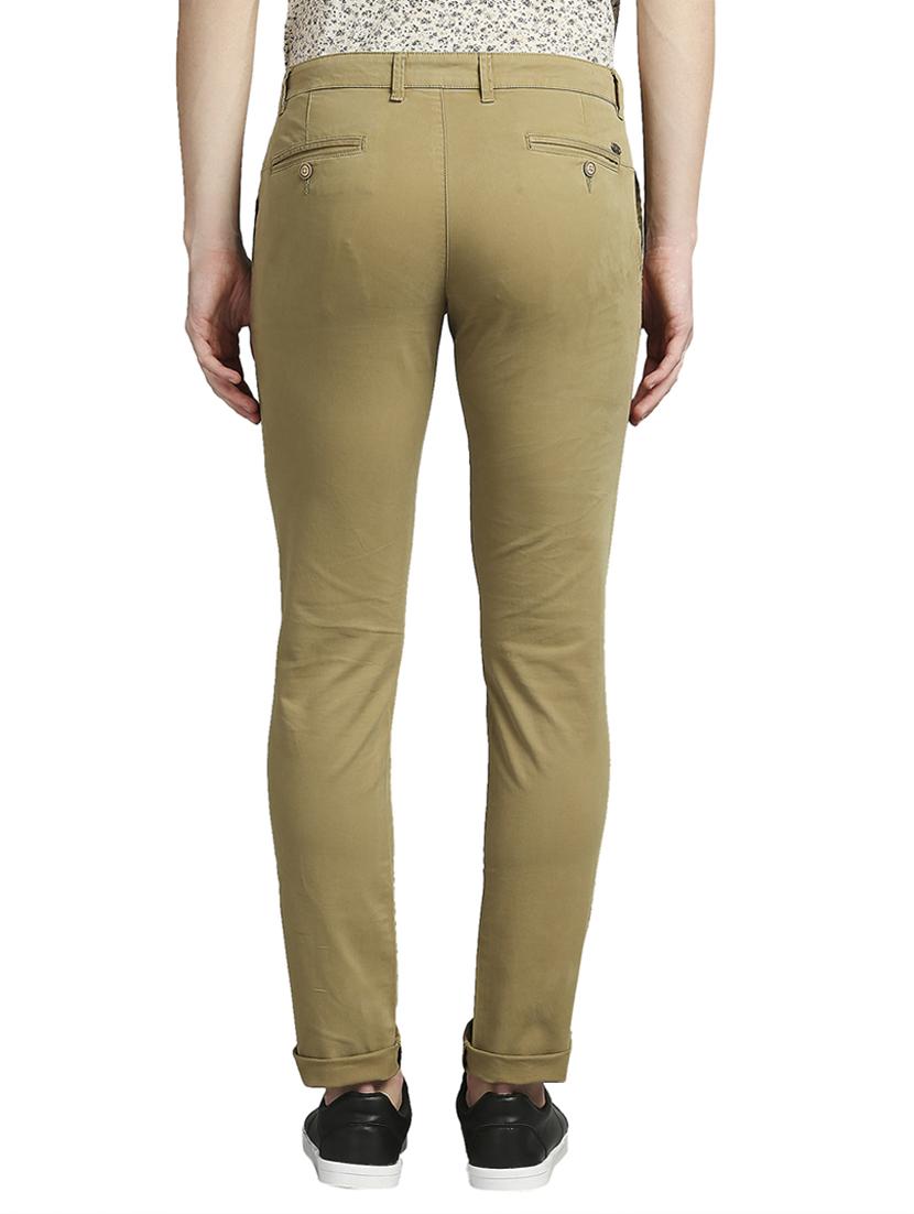 khaki solid casual trouser - 18513777 - Standard Image - 3
