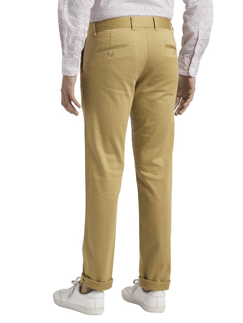khaki solid casual trouser - 18513779 - Standard Image - 3