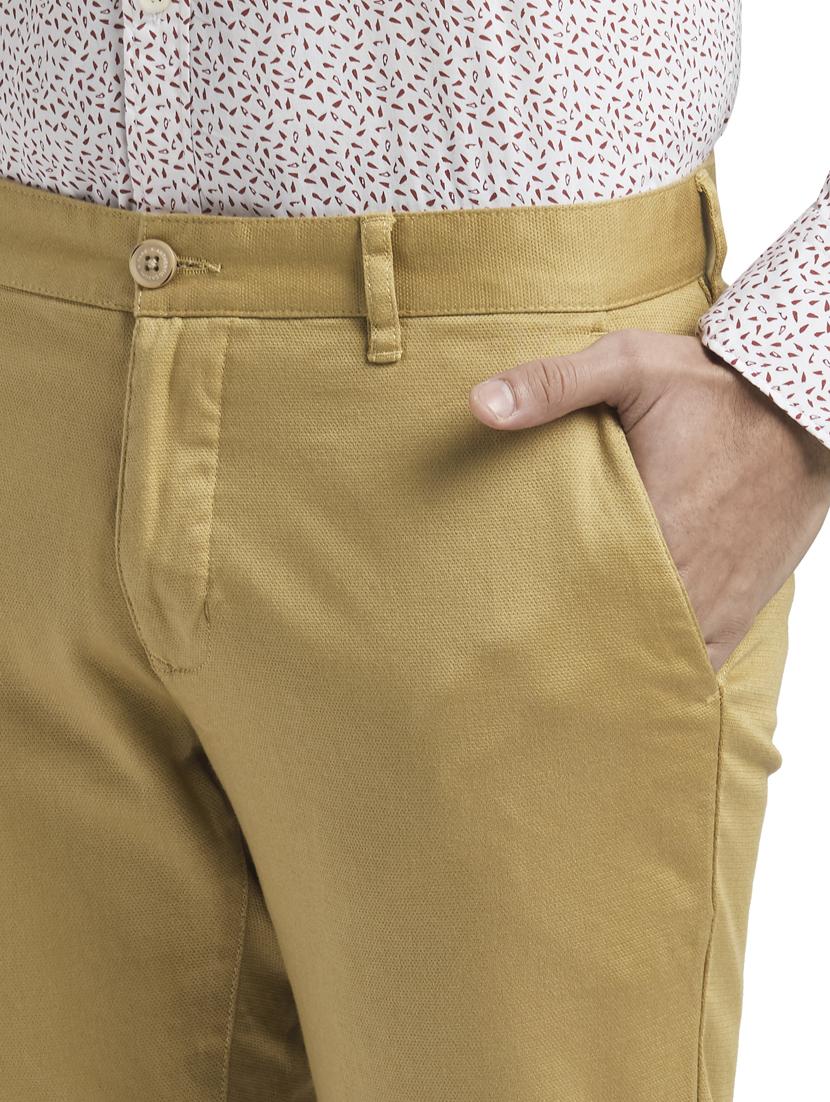 khaki solid casual trouser - 18513779 - Standard Image - 5