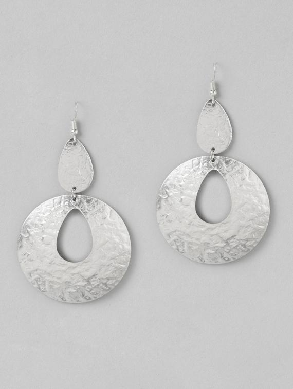 silver metal drop earring - 18513829 - Zoom Image - 0