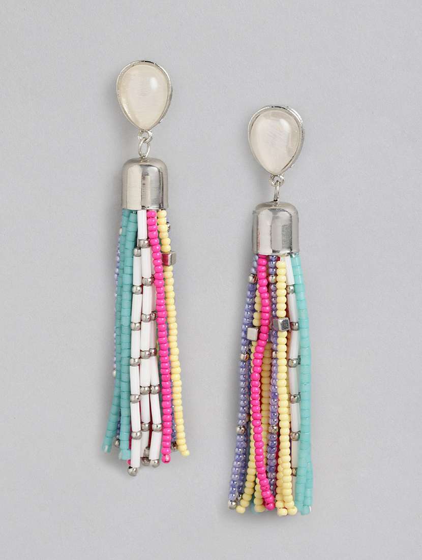 Blue Metal Drop Earrings