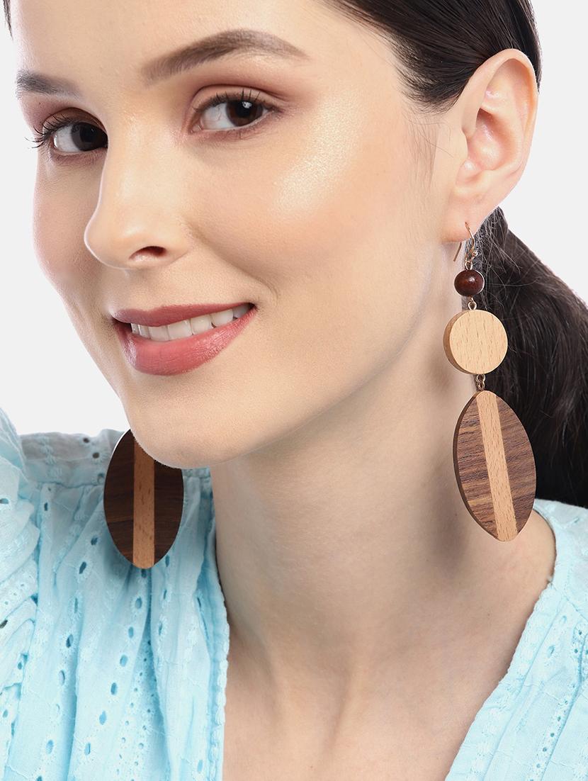 brown metal drop earrings - 18513842 - Standard Image - 3