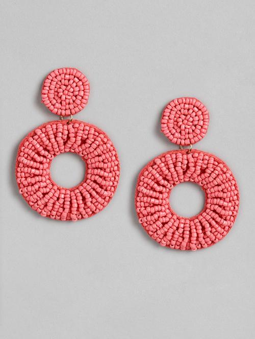 coral circular drop earrings - 18513845 - Standard Image - 0