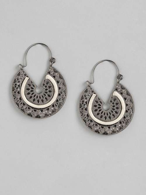silver metal drop earrings - 18513847 - Standard Image - 0