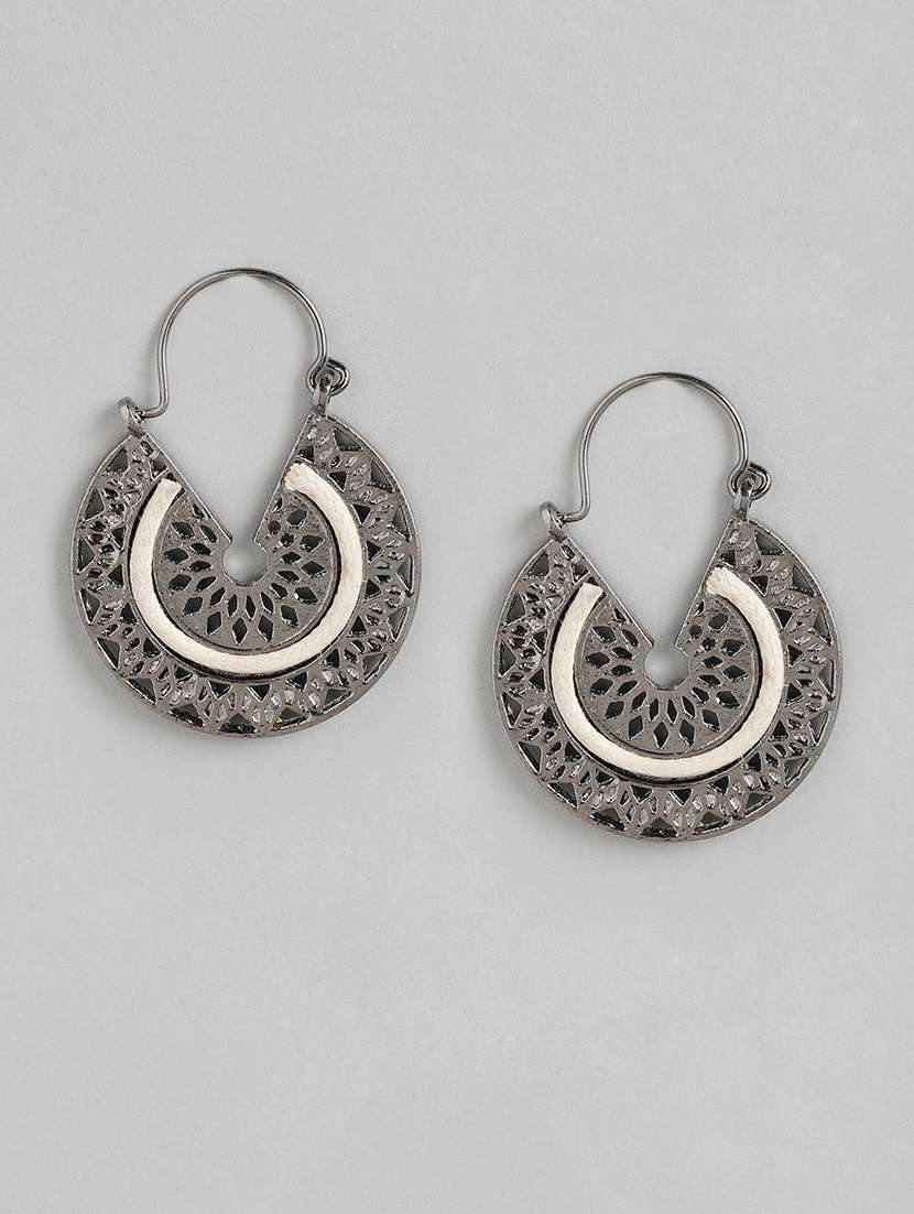silver metal drop earrings - 18513847 - Zoom Image - 0
