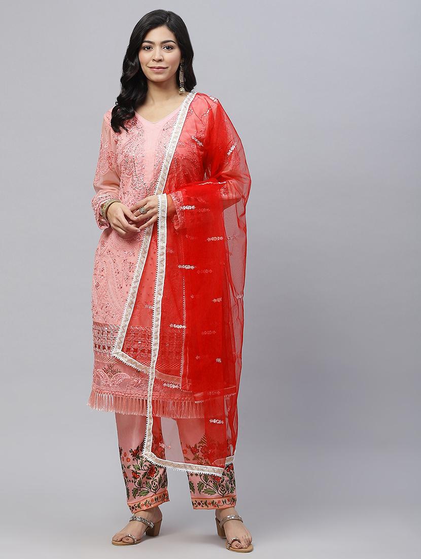 embroidered unstitched straight pant suit set - 18515072 - Zoom Image - 0