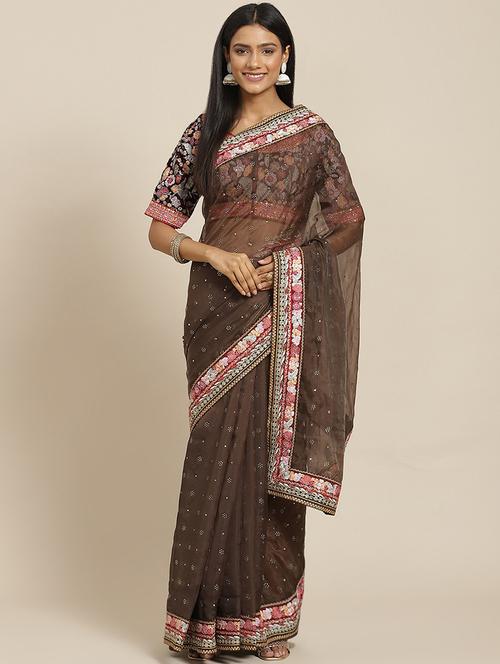 women's embroidered saree with blouse - 18515692 - Standard Image - 0