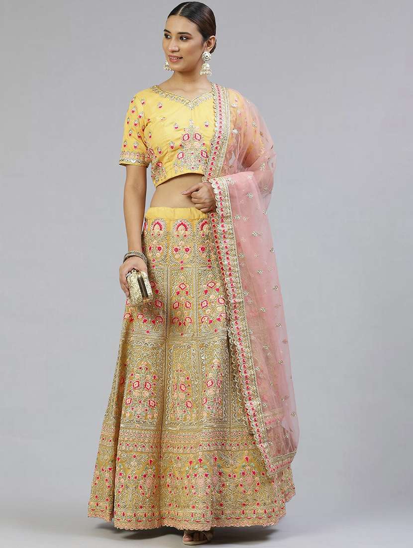 embroidered semi-stitched lehenga choli with dupatta